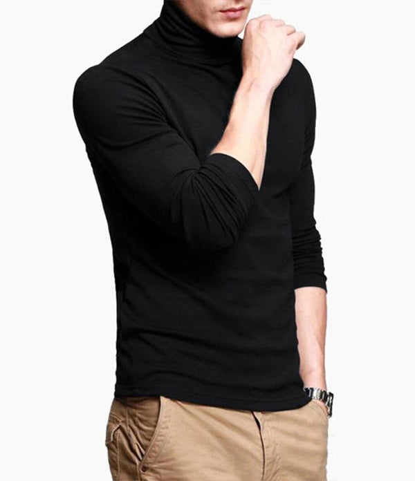 BLACK PLAIN- HIGHNECK T-SHIRT