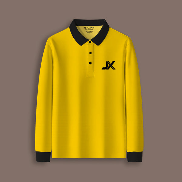 YELLOW SLEEVE POLO NECK T-SHIRT