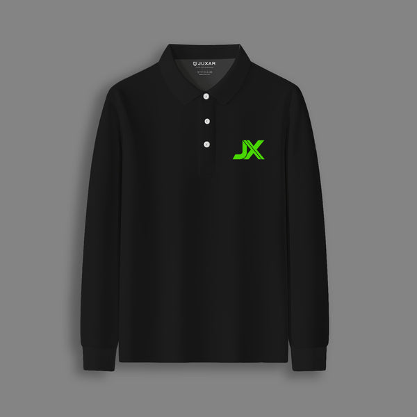 BLACK FULL SLEEVE POLO NECK T-SHIRT
