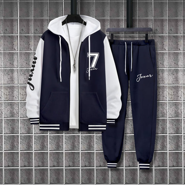 NAVY BLUE & WHITE ZIPPER CO-ORD SET