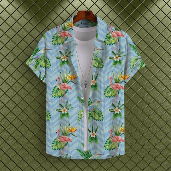 ZIG ZAG BIRDS CORDUROY PRINTED SHIRT