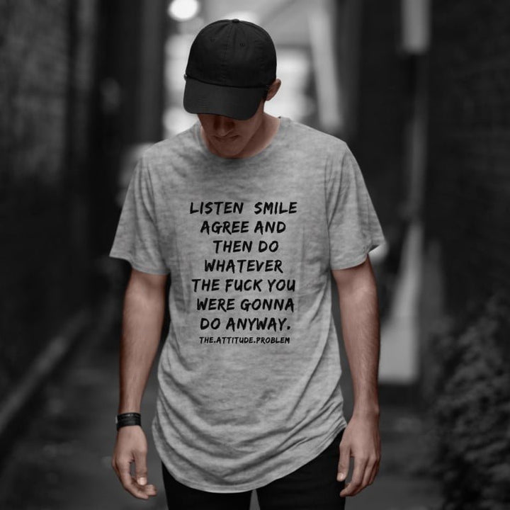 Juxar breathable cotton longline t shirt for summer gray heather longline tee with bold printed slogan