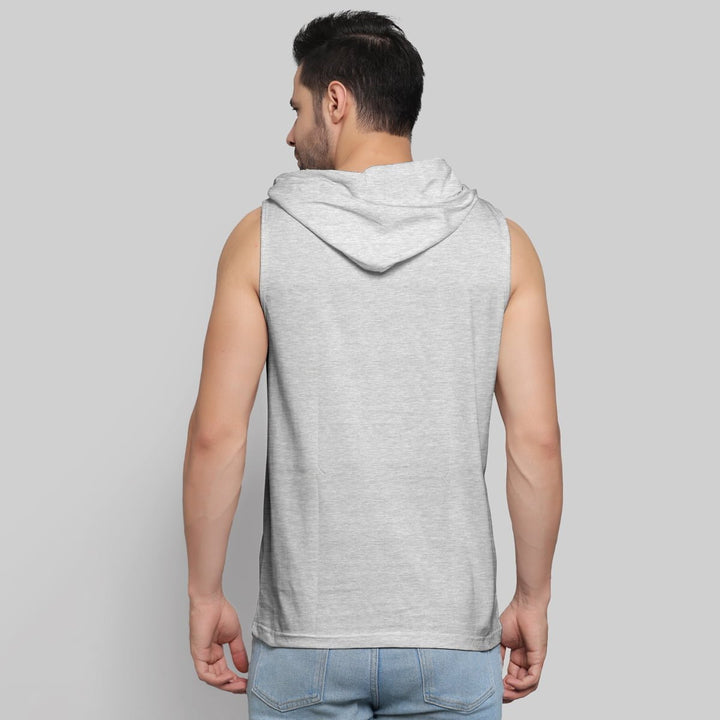 Juxar mens hip length hoodie sleeveless gray casual style back view