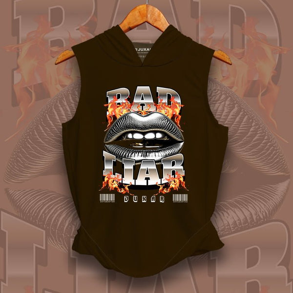 Juxar mens bad liar hoodie sando black sleeveless with flaming lips graphic design