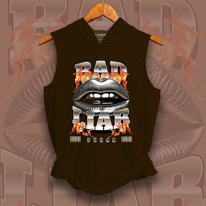Juxar mens bad liar hoodie sando black sleeveless with flaming lips graphic design