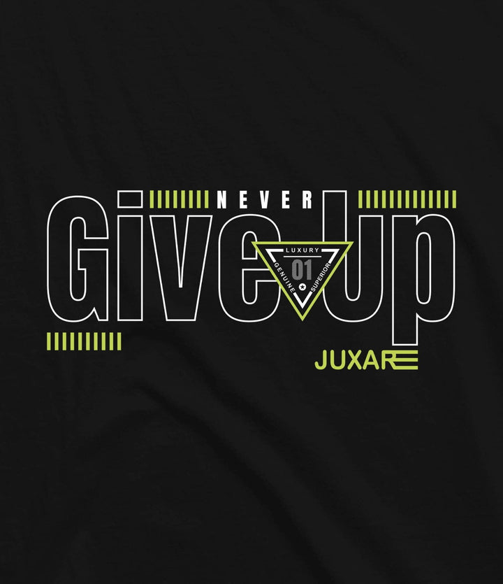 Juxar black cotton t shirt with never give up graphic print best budget cotton t shirt online