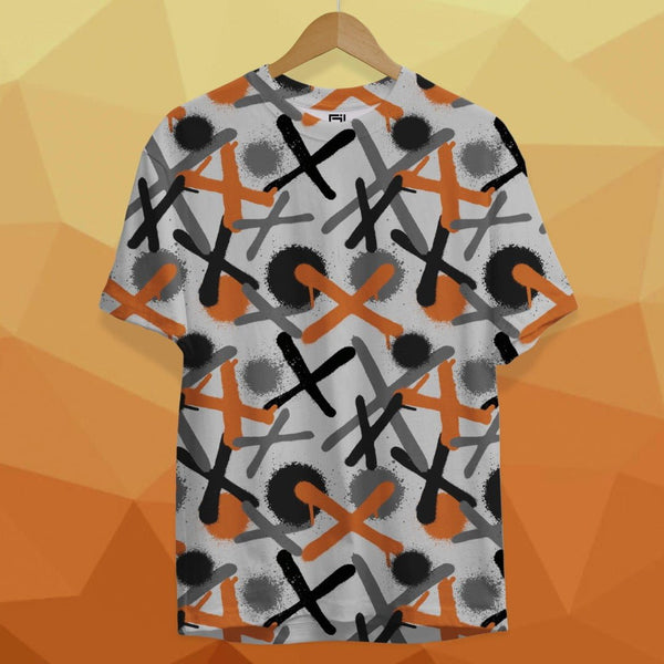Juxar printed tees featuring abstract orange black and gray design best quality t-shirt for men
