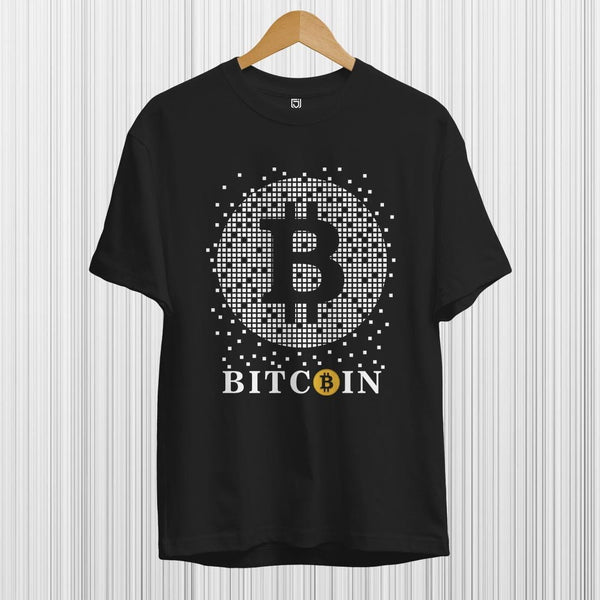 Juxar black cotton t shirt with Bitcoin print for cotton t shirts for summer collection
