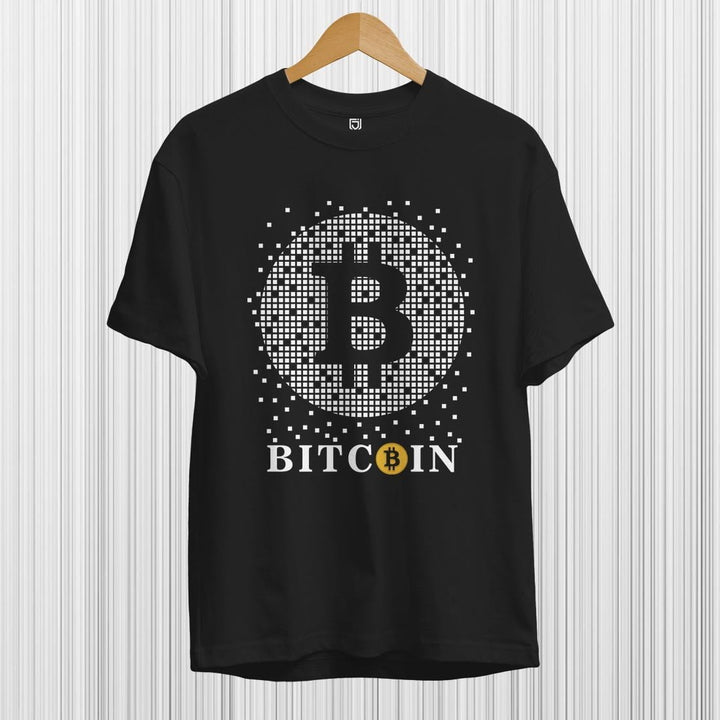 Juxar black cotton t shirt with Bitcoin print for cotton t shirts for summer collection