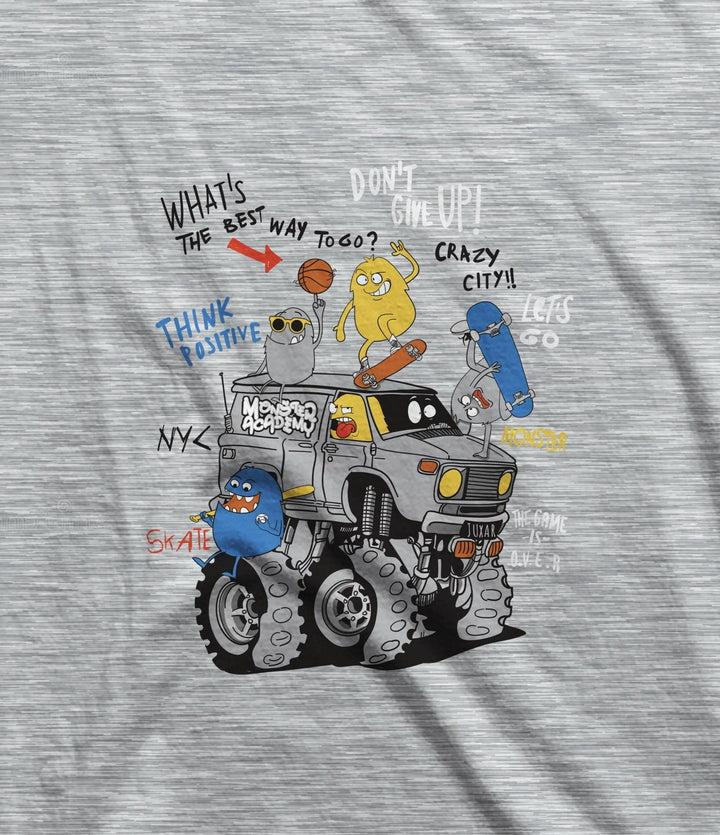 Juxar casual graphic t shirt with cartoon monster truck design not a black cotton t shirt for daily use