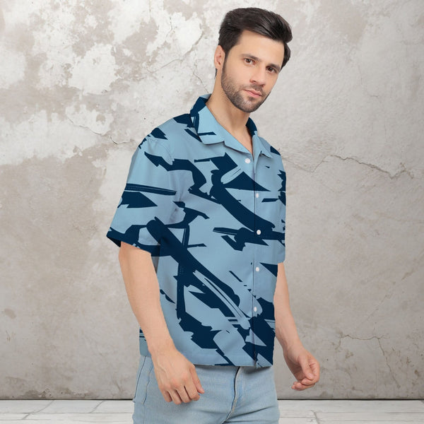 BLUE BRUSH OVERSIZE PRINTED SHIRT