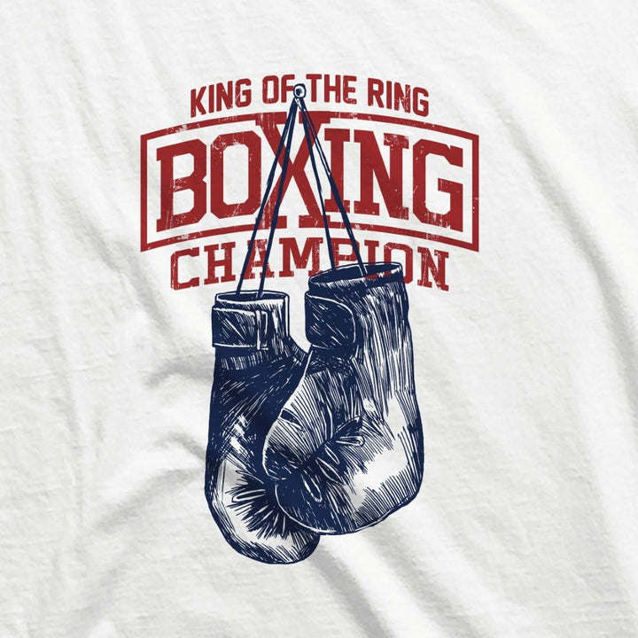 Juxar mens racerback hoodie featuring vintage boxing gloves and King of the Ring Champion text