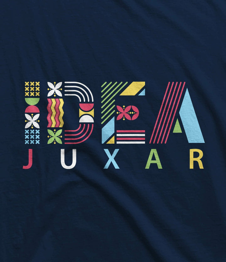 Juxar export quality cotton t shirts India navy blue t shirt with colorful IDEAL graphic print