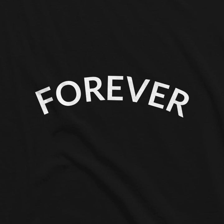 Black Juxar mens terry cotton hoodie with white FOREVER text printed on front
