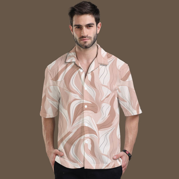 BROWN MARBLE CORDUROY OVERSIZE PRINTED SHIRT