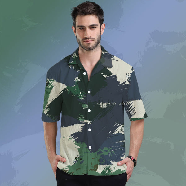 BRUSH CORDUROY OVERSIZE PRINTED SHIRT