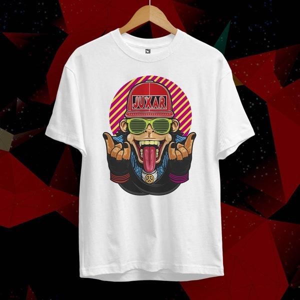 Juxar white cotton t shirt with colorful monkey graphic design buy cotton t shirt online in India