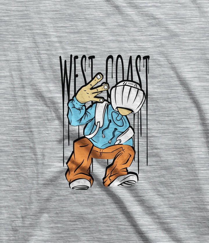 Juxar gray cotton t shirt sublimation with urban West Coast graphic design