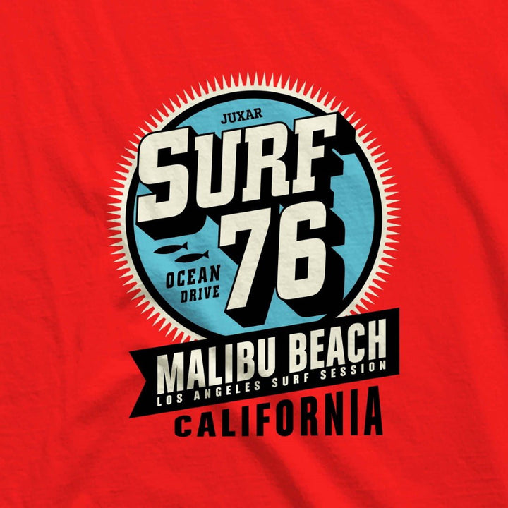 Juxar cotton t shirt with minimal print featuring Surf 76 Malibu Beach California design
