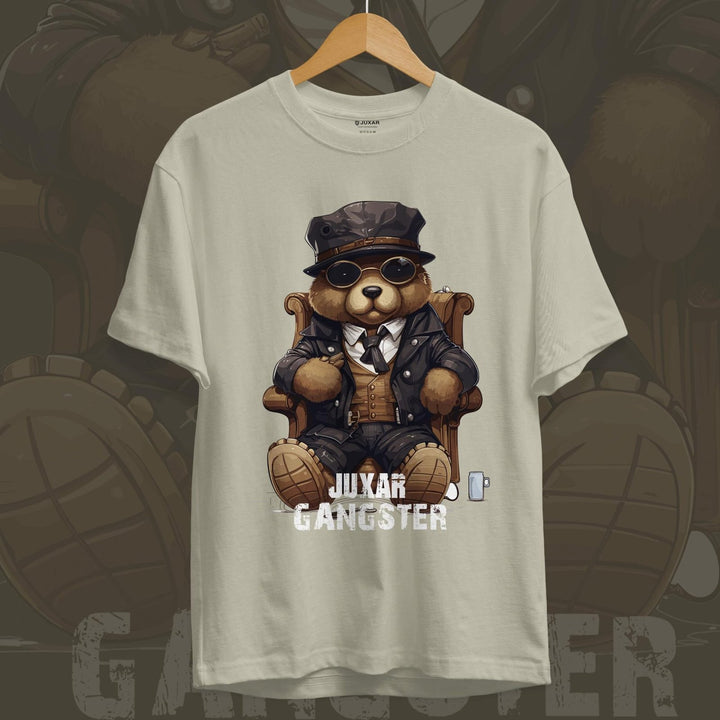 Juxar durable cotton t shirt for washing featuring a gangster teddy bear graphic on a light-colored tee