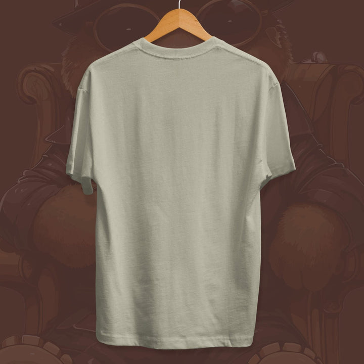 Juxar plain back durable cotton t shirt for washing in light gray hanging on wooden hanger