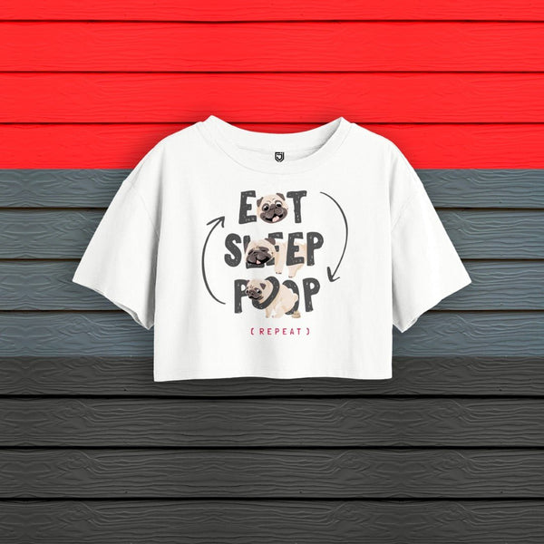 EAT SLEEP CROP OVERSIZE T-SHIRT