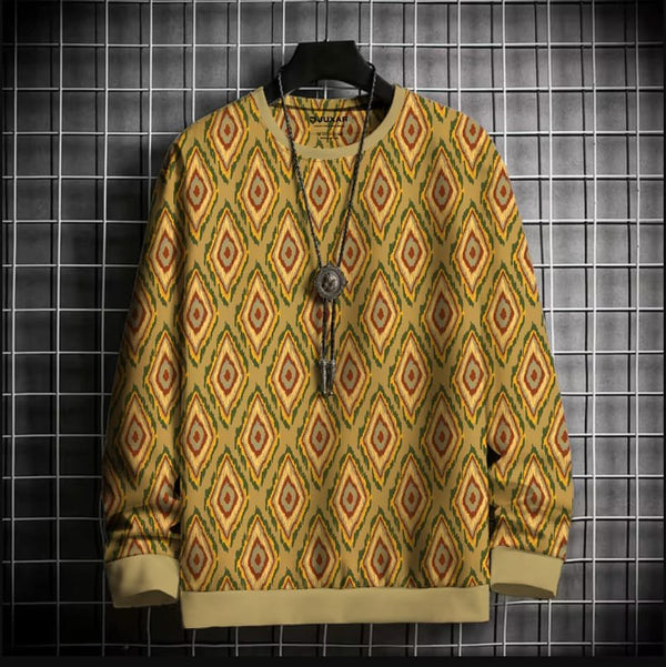 ETHNIC GEOMETRIC OVERSIZE SWEATSHIRT