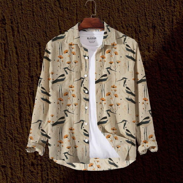 EVOCET - FULL SLEEVE PRINTED CORDUROY SHIRT