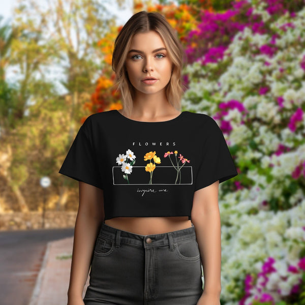FLOWER INSPIRES CROP OVERSIZE T-SHIRT