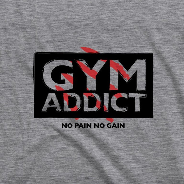 Juxar mens gray stretchable hoodie with gym addict graphic and no pain no gain text