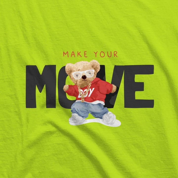 Juxar men's gym hoodie sando lime green with teddy bear graphic and motivational text