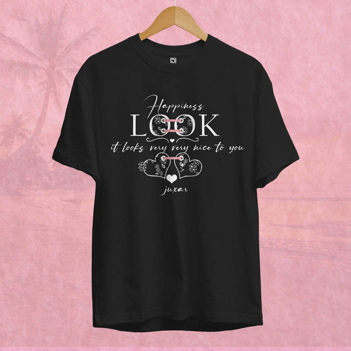 Juxar black girls T shirt with Happiness LOOK floral heart graphic for casual wear summer t shirt for girls