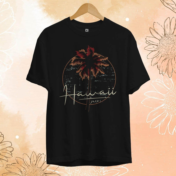 Juxar black girls t shirt with retro Hawaii palm sunset circle graphic streetwear t shirt for girls