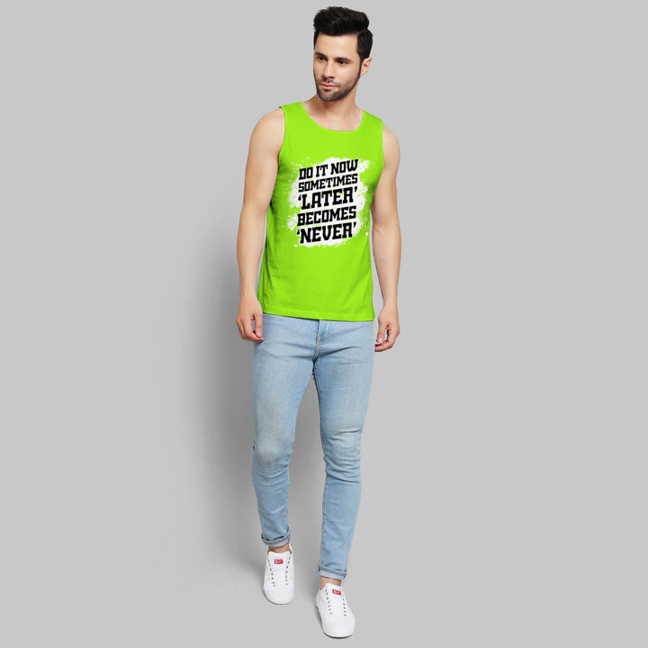 Juxar men's sleeveless green tank top with motivational text for fitness inspiration muscle