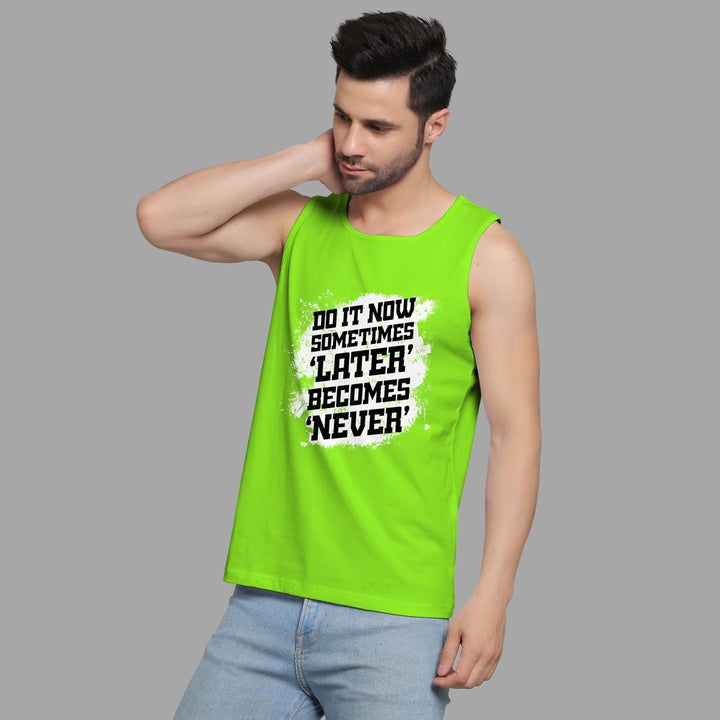 Juxar mens lime green sleeveless fitness shirt with motivational quote for fitness inspiration muscle