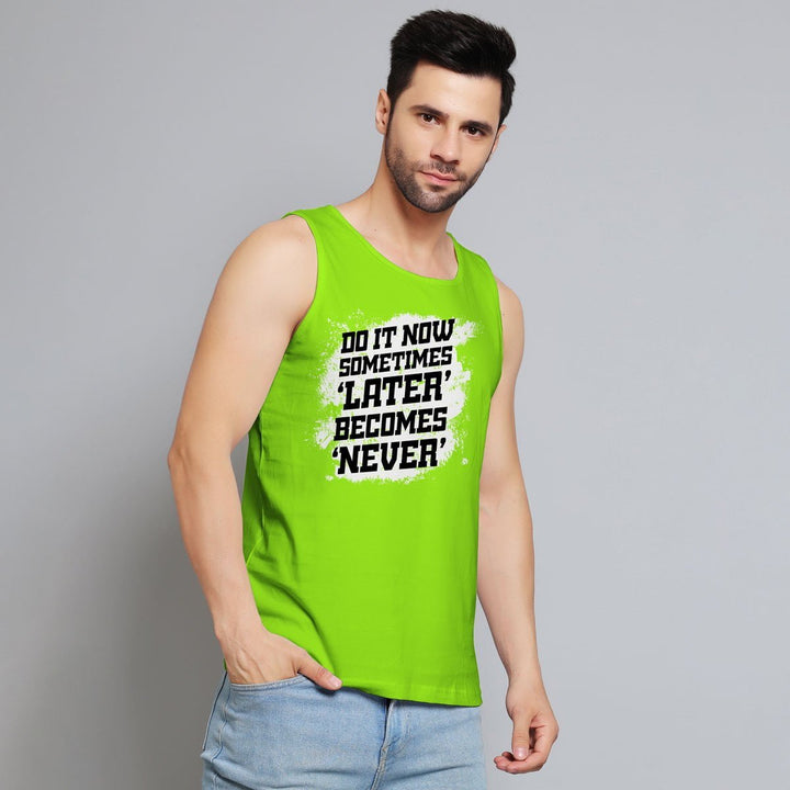 Juxar men's green sleeveless tank top with fitness inspiration muscle quote for workout motivation
