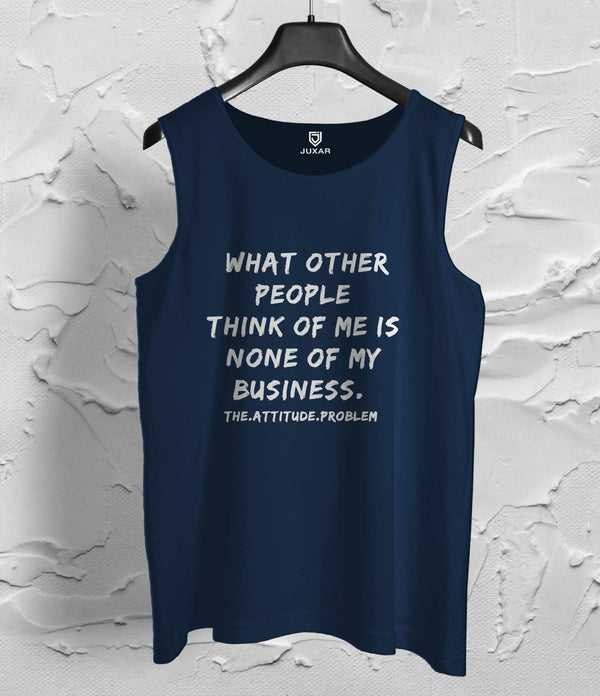 Juxar men's navy blue attitude statement sando with white motivational text print