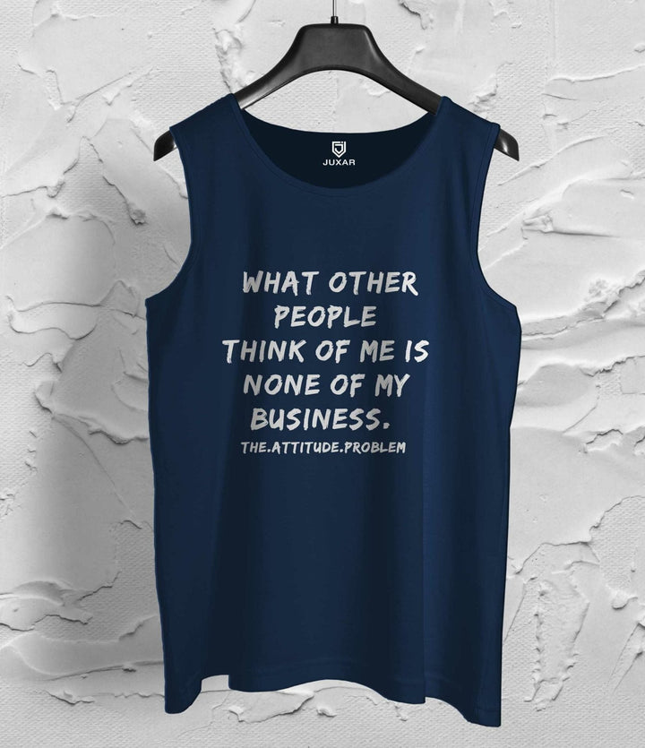 Juxar men's navy blue attitude statement sando with white motivational text print