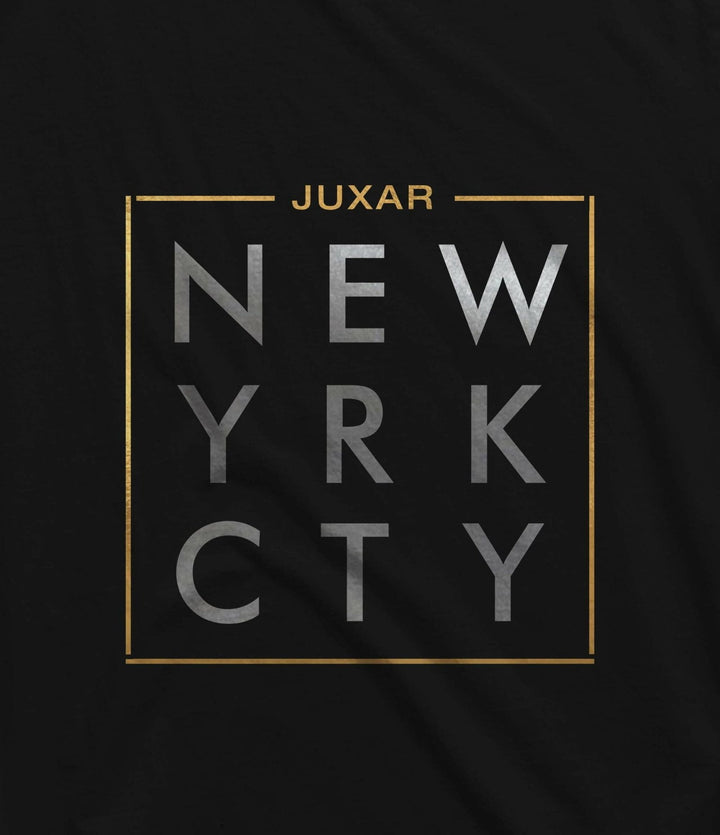 Men's black tank top with New York City graphic in silver and gold accents best budget sando
