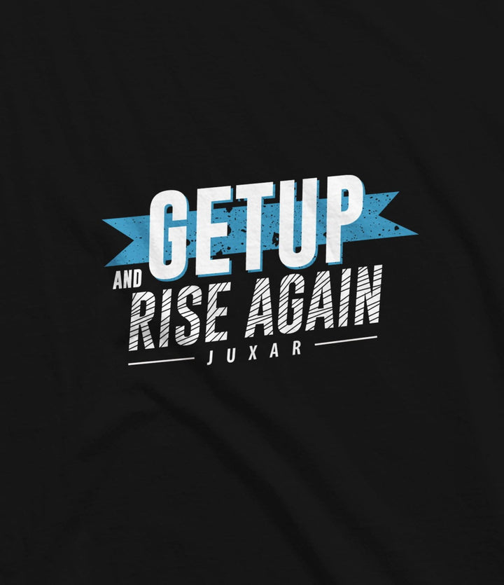 Juxar black muscle sando for gym with motivational Get Up and Rise Again graphic design