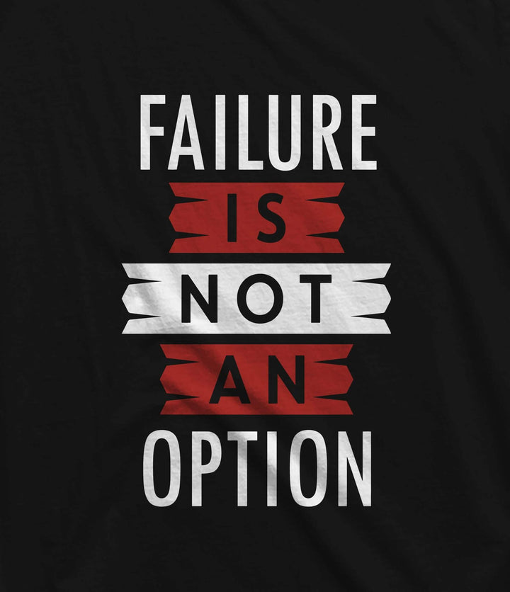 Juxar breathable men's gym wear black shirt with motivational failure is not an option text design