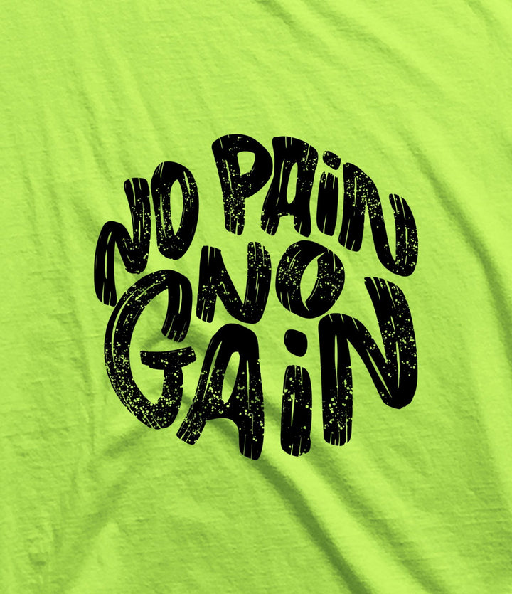 Bright green sando for men with black bold No Pain No Gain text printed on the front