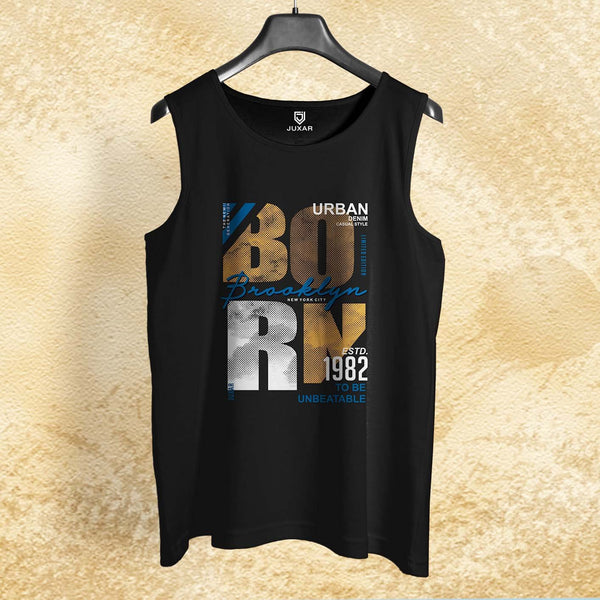 Juxar men's black Brooklyn streetwear sando with urban graphic design on front