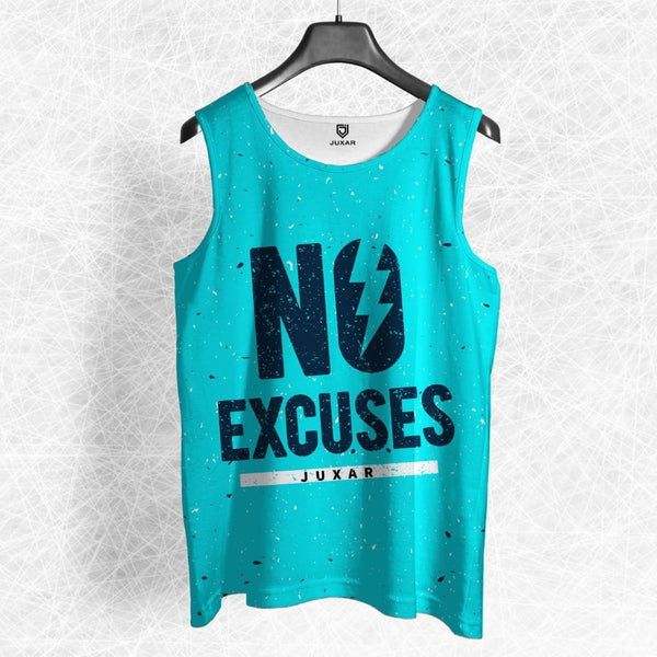 Juxar turquoise cotton sando for men with no excuses printed design on front