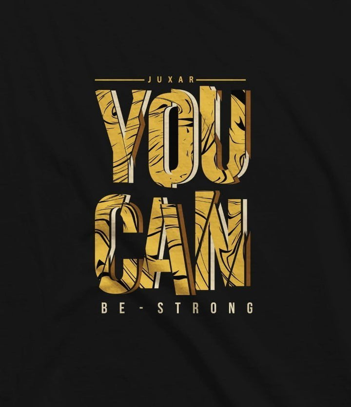 Juxar cotton t shirt for teenagers in black with gold You Can Be Strong graphic design