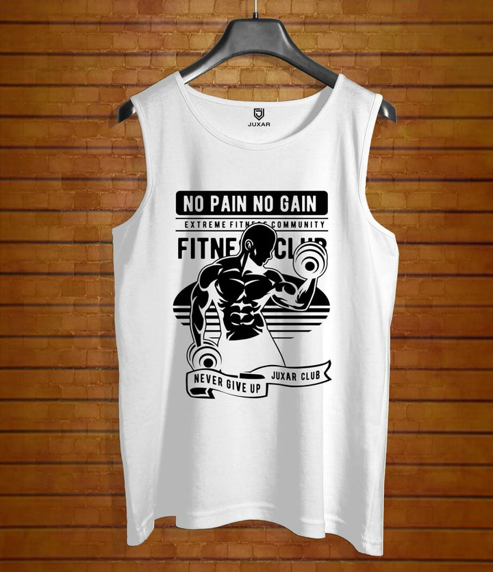Juxar mens custom printed sando white sleeveless fitness shirt with black gym graphic