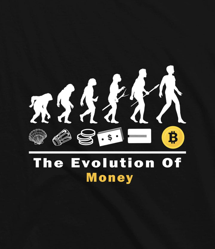 Juxar mens funny money print muscle tee featuring evolution of money graphics on black fabric