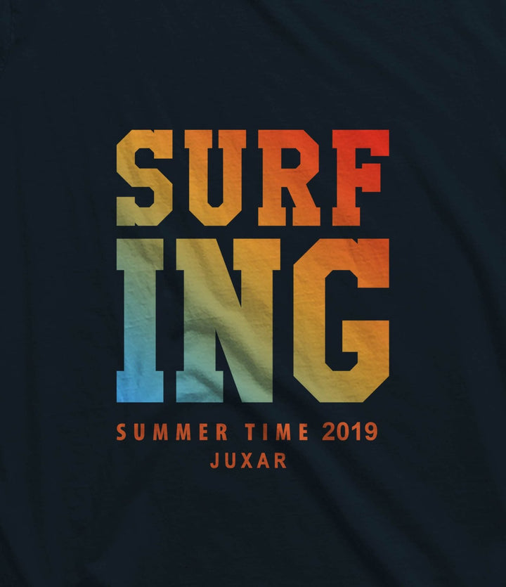 Juxar men's gen z sleeveless sando with colorful surfing print and summer time 2019 text