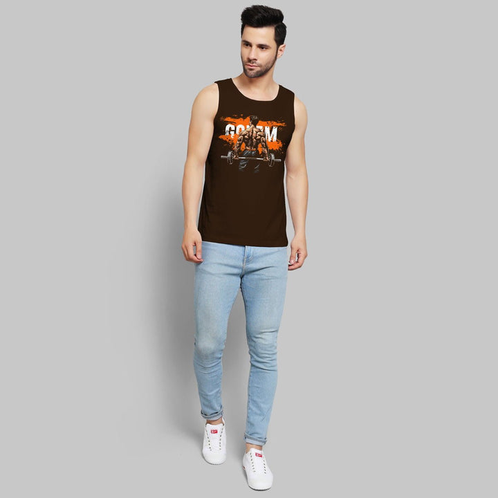 Juxar mens girls impress sando in black with graphic print worn with light blue jeans and white sneakers