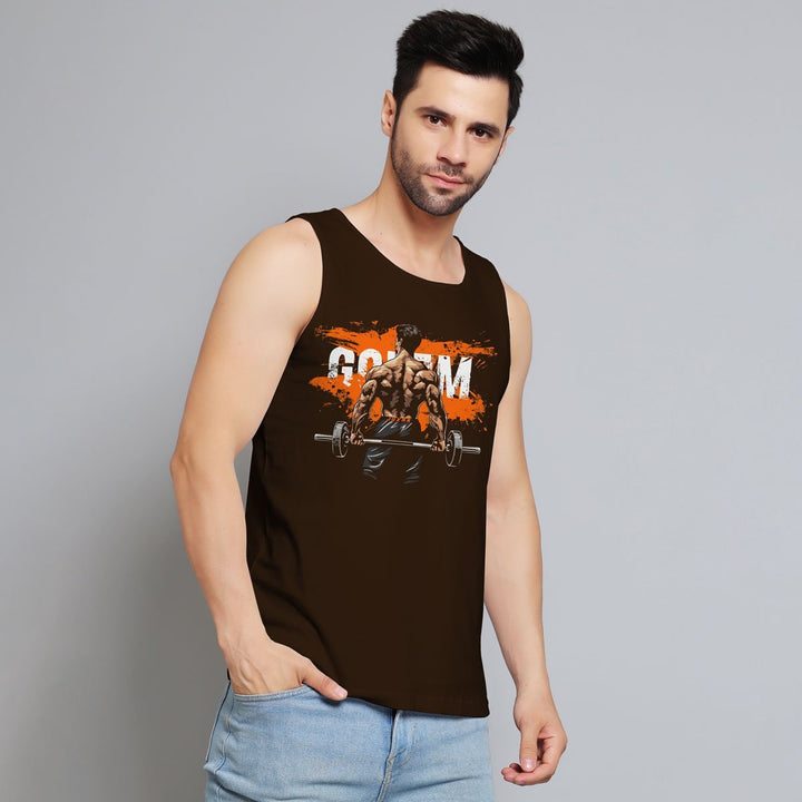 Juxar mens girls impress sando in black with gym graphic and sleeveless design